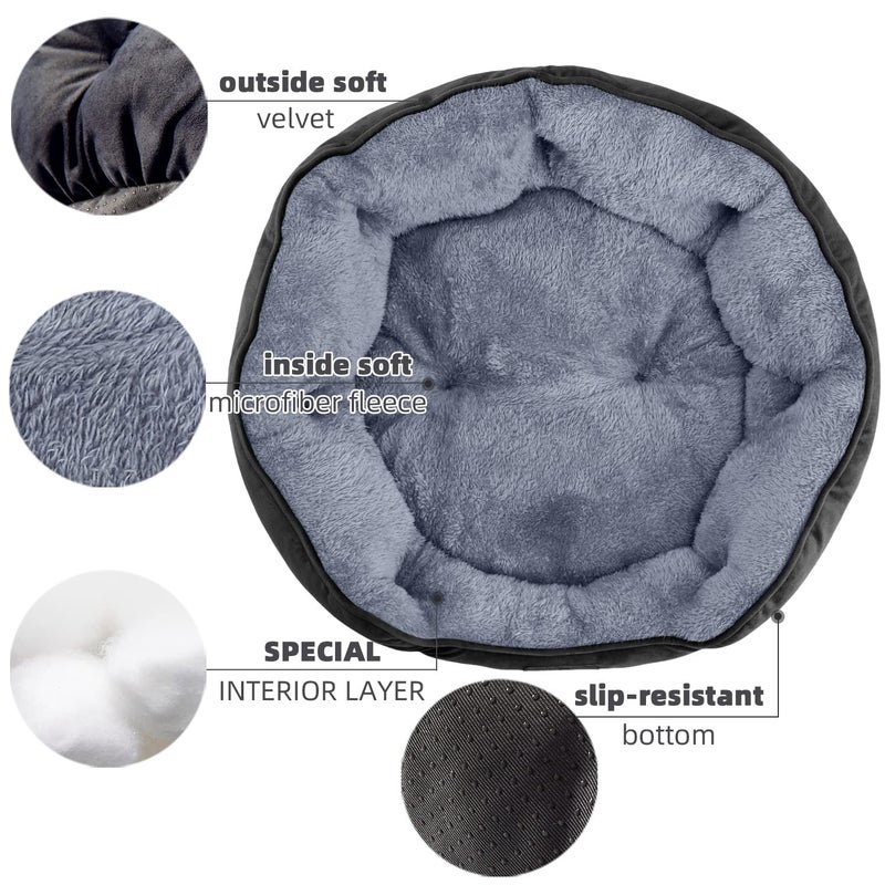 Asvin Small Dog Bed for Small Dogs, Cat Beds for Indoor Cats, Pet Bed for Puppy and Kitty, Extra Soft & Machine Washable with Anti-Slip & Water-Resistant Oxford Bottom, Black, 20 inches - Image 4
