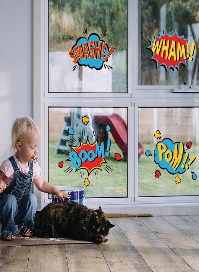 SUPERDANT Superhero Comic Book Word Wall Stickers Biff Kapow Boom Smash Wham Text Decal Wall Art for Themed Room Decor - Image 4