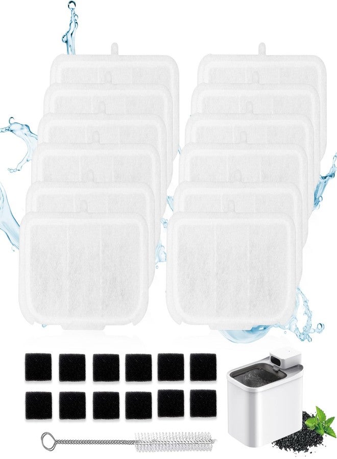 AWoHH 12 PCS Upgraded Pet Cat Kit Water Fountain Filters Unit Rect Fit For E versweet MAX 105 fl oz/3L Automatic Pet Fountain, Include Replacement Filters and Replaced Foam Pump Filter - Image 1