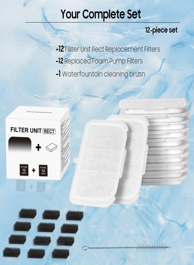 AWoHH 12 PCS Upgraded Pet Cat Kit Water Fountain Filters Unit Rect Fit For E versweet MAX 105 fl oz/3L Automatic Pet Fountain, Include Replacement Filters and Replaced Foam Pump Filter - Image 5
