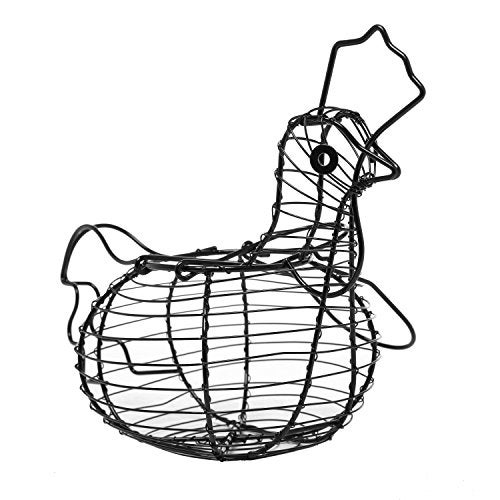 MyGift Black Metal Wire Egg Basket with Chicken Shape Design, Farm Fresh Egg Collecting Basket, Decorative Farmhouse Kitchen Storage Baskets - Image 4