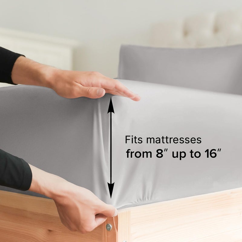 CGK Unlimited Full Size 4 Piece Sheet Set - Comfy Breathable & Cooling Bed Sheets Set - Hotel Luxury Bedding for Women, Men, Kids & Teens - Deep Pockets, Easy-Fit, Super Soft & Wrinkle Free - Oeko-Tex - Light Grey - Image 4
