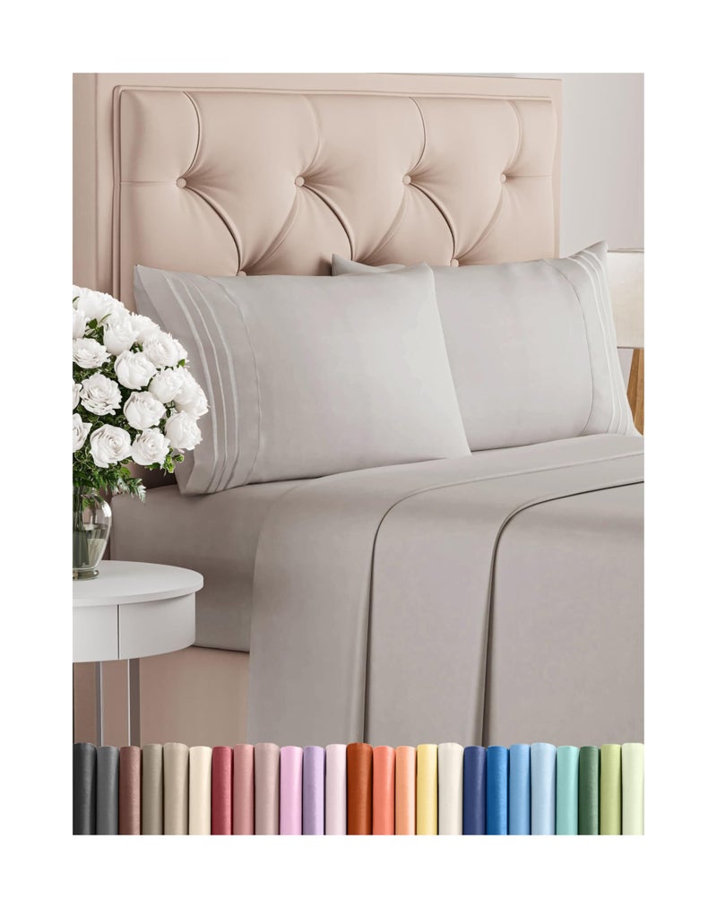 CGK Unlimited Full Size 4 Piece Sheet Set - Comfy Breathable & Cooling Bed Sheets Set - Hotel Luxury Bedding for Women, Men, Kids & Teens - Deep Pockets, Easy-Fit, Super Soft & Wrinkle Free - Oeko-Tex - Light Grey - Image 1