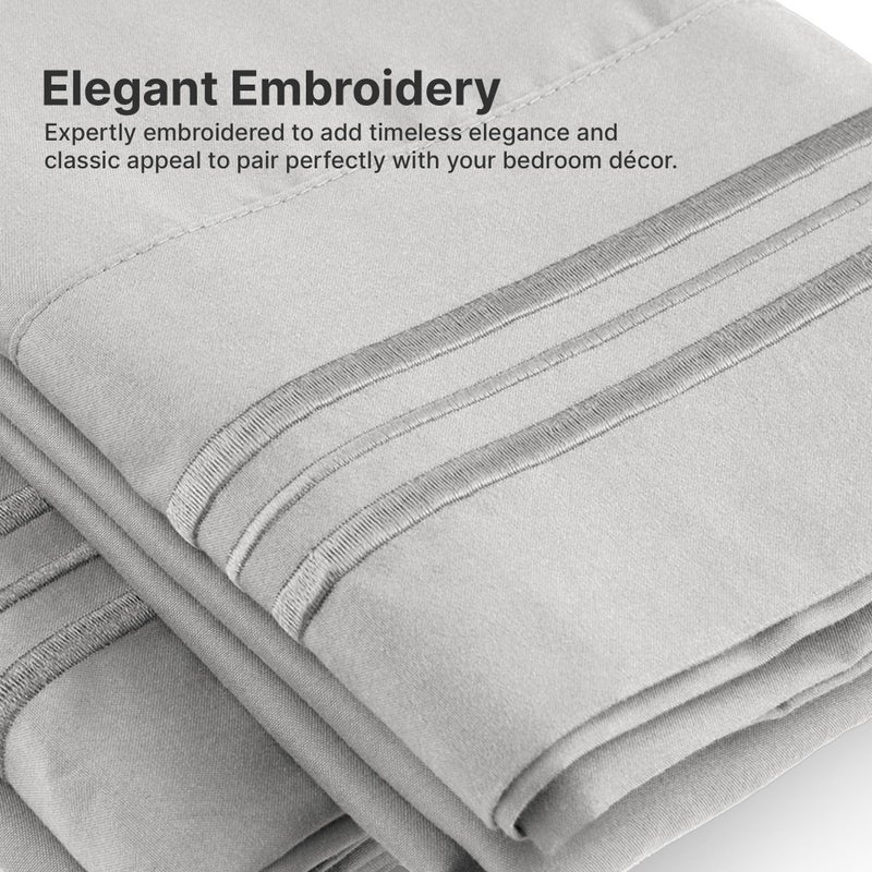 CGK Unlimited Full Size 4 Piece Sheet Set - Comfy Breathable & Cooling Bed Sheets Set - Hotel Luxury Bedding for Women, Men, Kids & Teens - Deep Pockets, Easy-Fit, Super Soft & Wrinkle Free - Oeko-Tex - Light Grey - Image 3