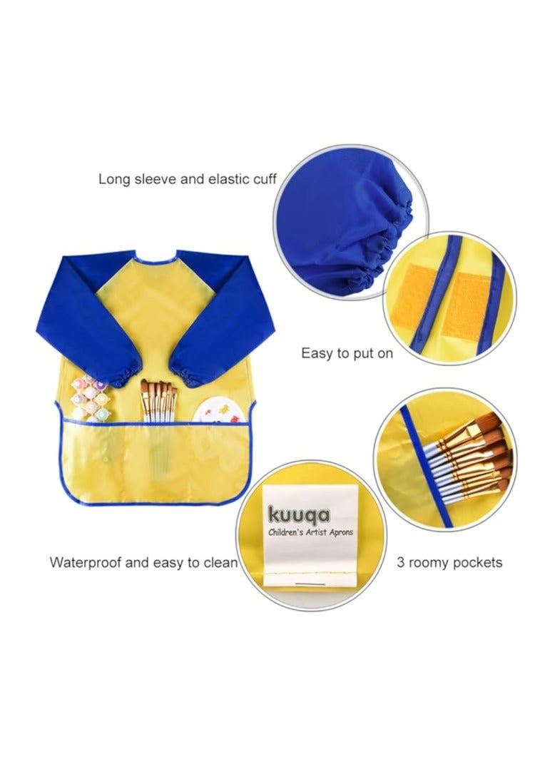 KUUQA Childrens Kids Toddler Waterproof Play Apron Art Smock with 3 Roomy Pockets - Painting, Baking, Feeding Smock - Age 2-4 years (Paints and Brushes not included) - Image 5