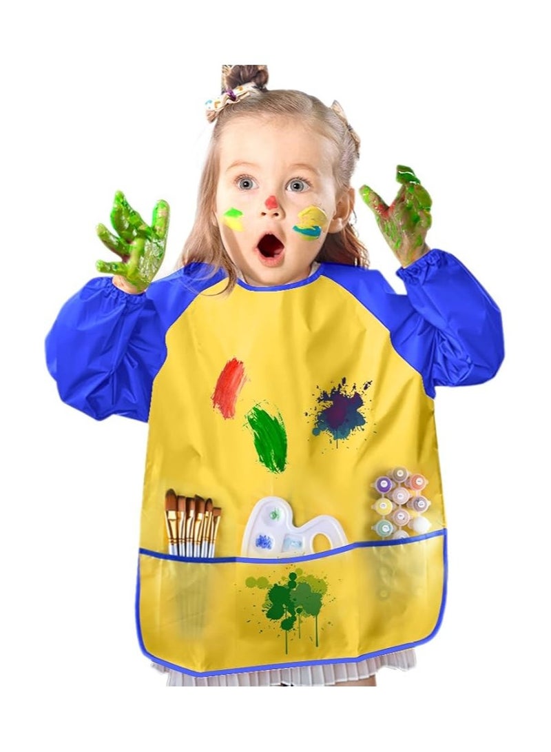 KUUQA Childrens Kids Toddler Waterproof Play Apron Art Smock with 3 Roomy Pockets - Painting, Baking, Feeding Smock - Age 2-4 years (Paints and Brushes not included) - Image 4