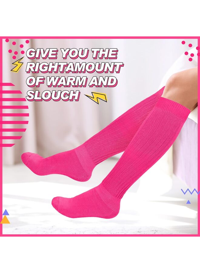 Leg Warmers, Boot Socks Leg Warmers for Girls 80s 90s Neon Women's Leg Warmers, Extra Long Slouch Socks for Women Soft Scrunch Knee High Sock for Neon Party (RED) - Image 4