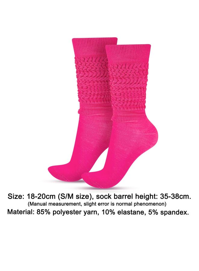 Leg Warmers, Boot Socks Leg Warmers for Girls 80s 90s Neon Women's Leg Warmers, Extra Long Slouch Socks for Women Soft Scrunch Knee High Sock for Neon Party (RED) - Image 2