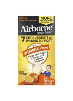 Airborne AirBorne, Vitamin C, Citrus, 1,000 mg, 64 Chewable Tablets  - Image 1