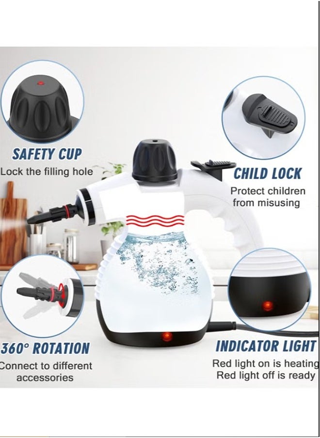 Handheld Steam Cleaner, Steamer for Cleaning, Multipurpose Portable Steam Cleaners for Home Use with Safety Lock and 13 Accessory Kit to Remove Grime,Grease,and More