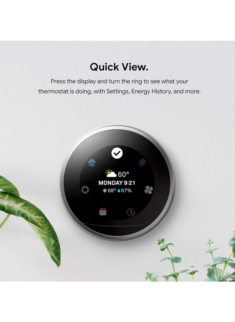 Nest - Nest 3rd Generation learning programmable Thermostat Carbon Black T3016US - Image 1