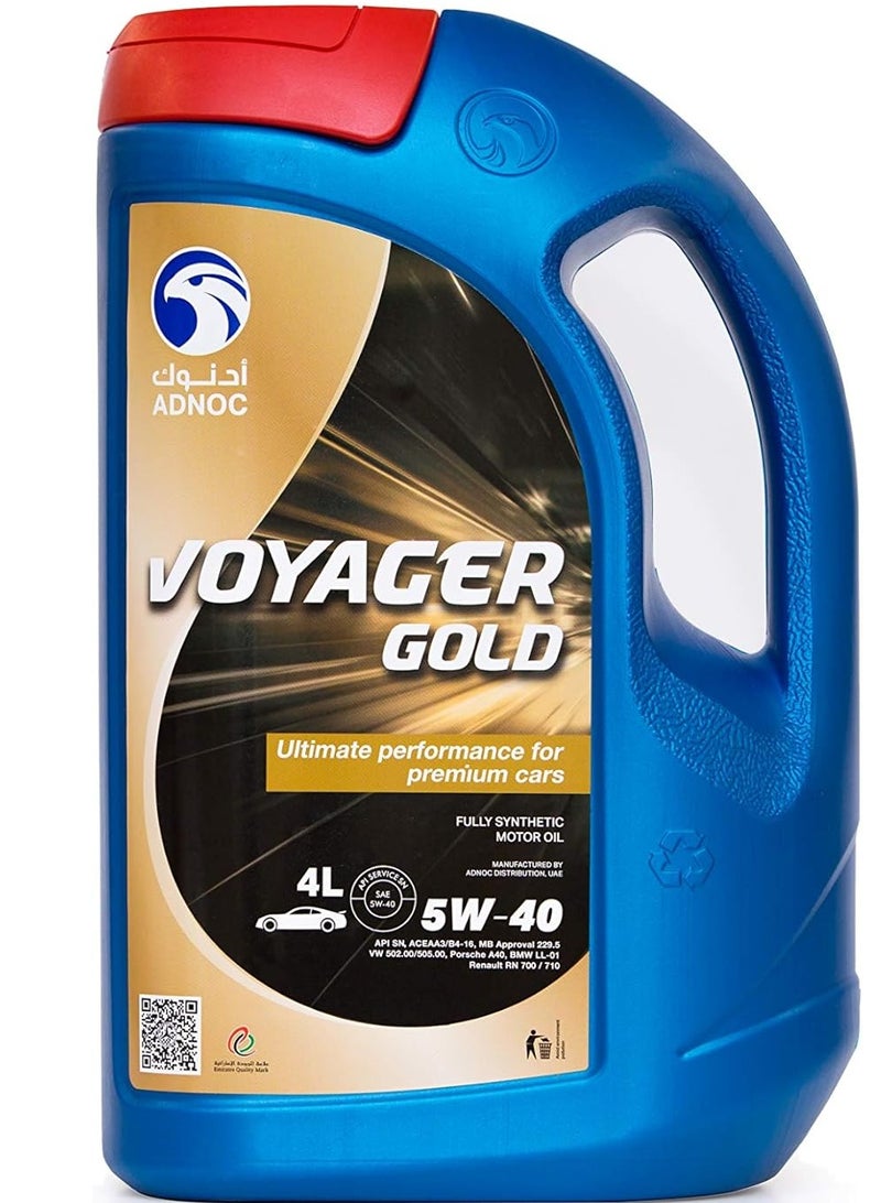 ADNOC Voyager Gold 5W40 Fully Synthetic Engine Oil 4Ltr - Image 1