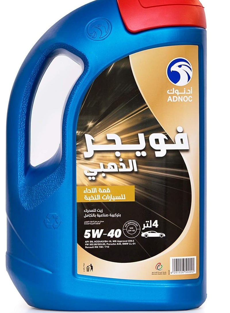 ADNOC Voyager Gold 5W40 Fully Synthetic Engine Oil 4Ltr - Image 2