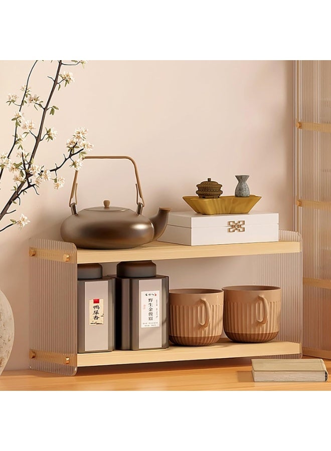 كيلا منظم محطة القهوة 2 طبقات أكريليك تخزين منزلي أكواب خطافات لسطح المطبخ، بارات القهوة، لوضع الأكواب، حبوب القهوة، شراب، أكواب، أدوات التحريك - Image 3