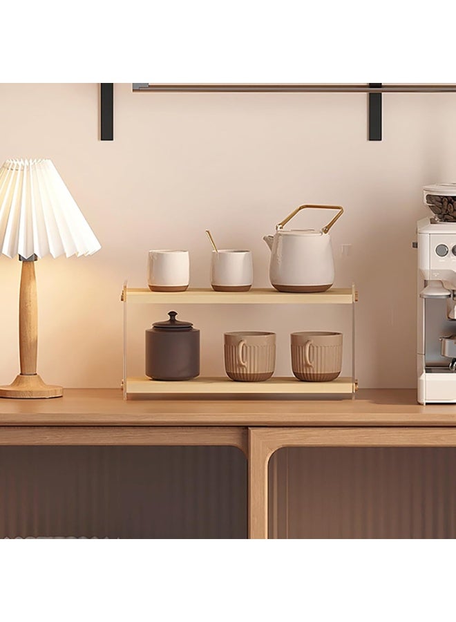 كيلا منظم محطة القهوة 2 طبقات أكريليك تخزين منزلي أكواب خطافات لسطح المطبخ، بارات القهوة، لوضع الأكواب، حبوب القهوة، شراب، أكواب، أدوات التحريك - Image 5