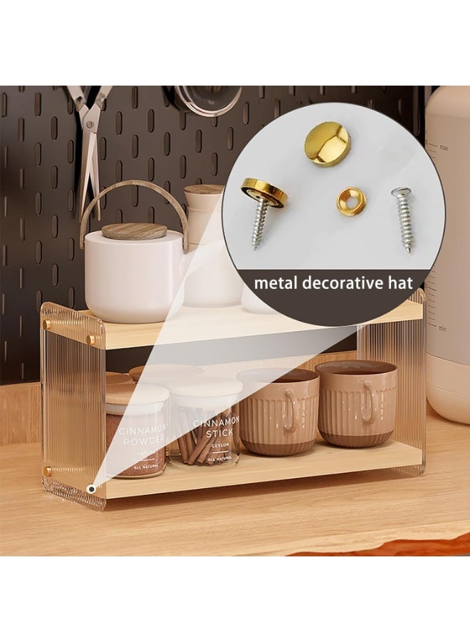 كيلا منظم محطة القهوة 2 طبقات أكريليك تخزين منزلي أكواب خطافات لسطح المطبخ، بارات القهوة، لوضع الأكواب، حبوب القهوة، شراب، أكواب، أدوات التحريك - Image 4