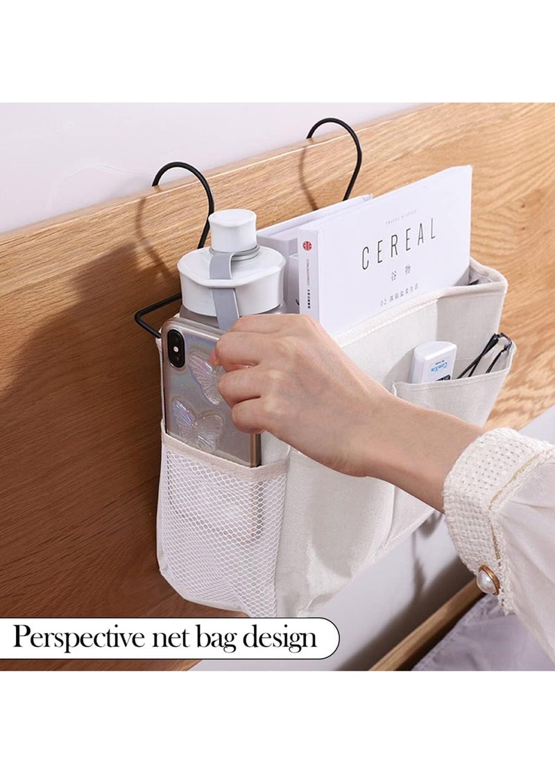 Excefore - Bedside Storage Pocket, 2 Pcs Bedside Hanging Storage Basket Adjustable Mulit-purpose Bed Organiser Caddy with Iron Hanging Hook for Home, School, Dormitory, Bedroom - Image 1