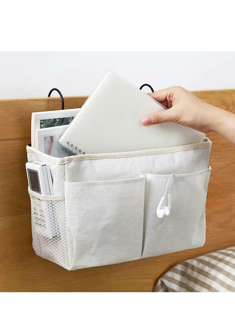Excefore - Bedside Storage Pocket, 2 Pcs Bedside Hanging Storage Basket Adjustable Mulit-purpose Bed Organiser Caddy with Iron Hanging Hook for Home, School, Dormitory, Bedroom - Image 1