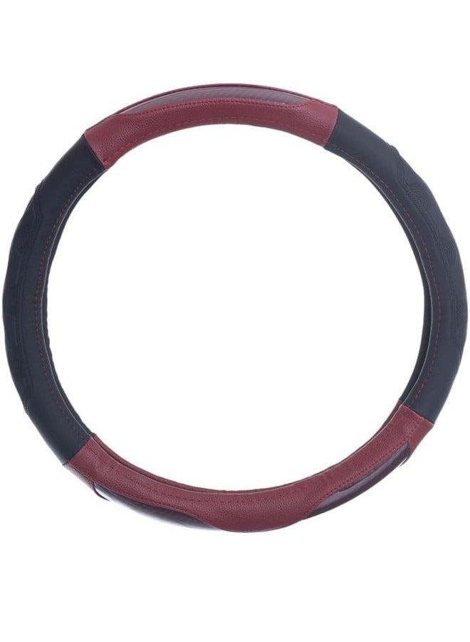 غطاء عجلة قيادة من الجلد والمطاط والالياف الكربونية - احمر - Image 1
