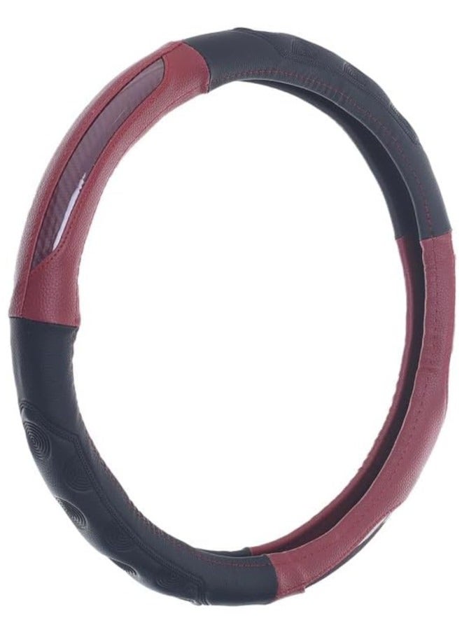 غطاء عجلة قيادة من الجلد والمطاط والالياف الكربونية - احمر - Image 2