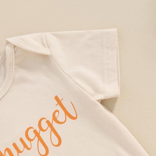 Karuedoo Newborn Baby Girl Farm Outfits Letter Print Short Sleeve Romper Chicken Flared Pants Headband 3Pcs Outfits Sets(B-Apricot, 3-6 Months) - Image 5