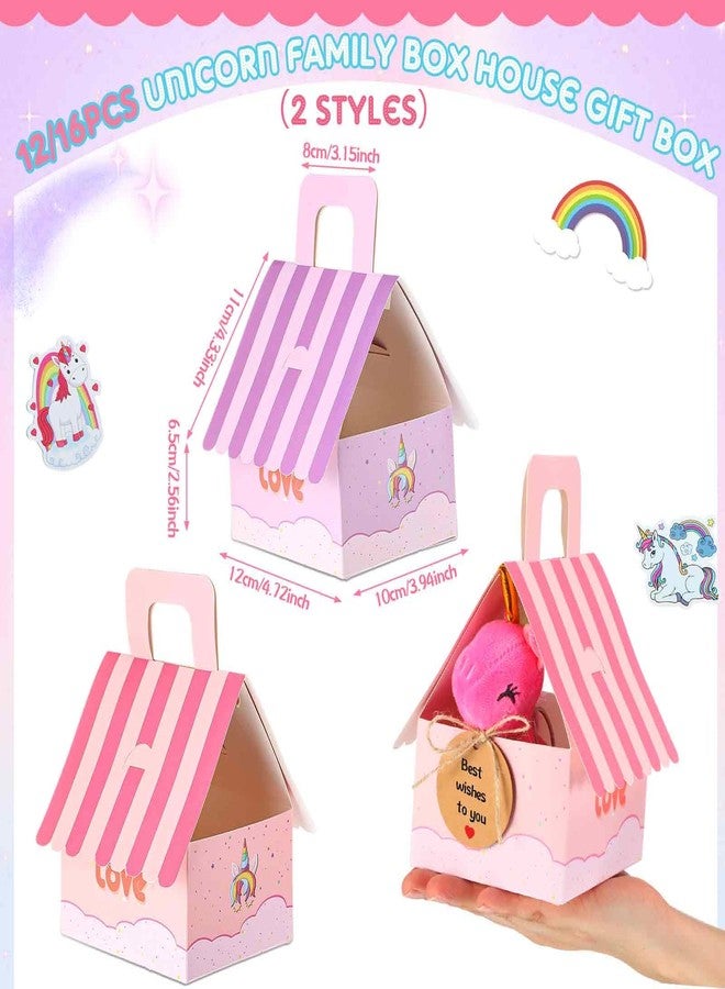 Remuuly 88 Pcs 12 Sets Unicorn Party Favor for Girls Mini Unicorns Stuffed Animals Bulk Plush Keychains Gift Box Bracelet Sticker for Goodie Bag Birthday Students - Image 2