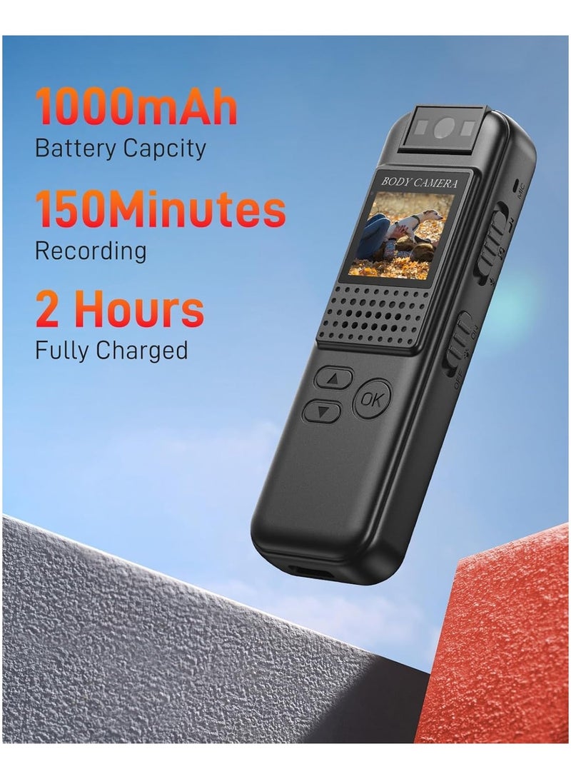 General Mini Body Worn Camera, 1080P HD Body Worn Camera with Rotatable Lens, 180 Inch Body Worn Camera, Body Worn Camera with LED for Body Worn Video Recording for Cycling, Pets, Office, Outdoor  - Image 5