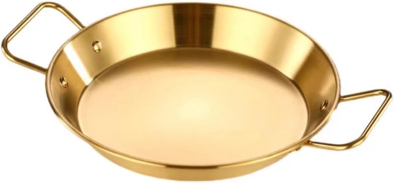 PIPULSE Stainless Steel Paella Pan Frying Pan with Red Handle Professional Paella Pan Fried Chicken Spaghetti Pan Wok Stir Fry Pan Cookware Gold for Home Hotel Restaurant Heating Appliances - Image 3
