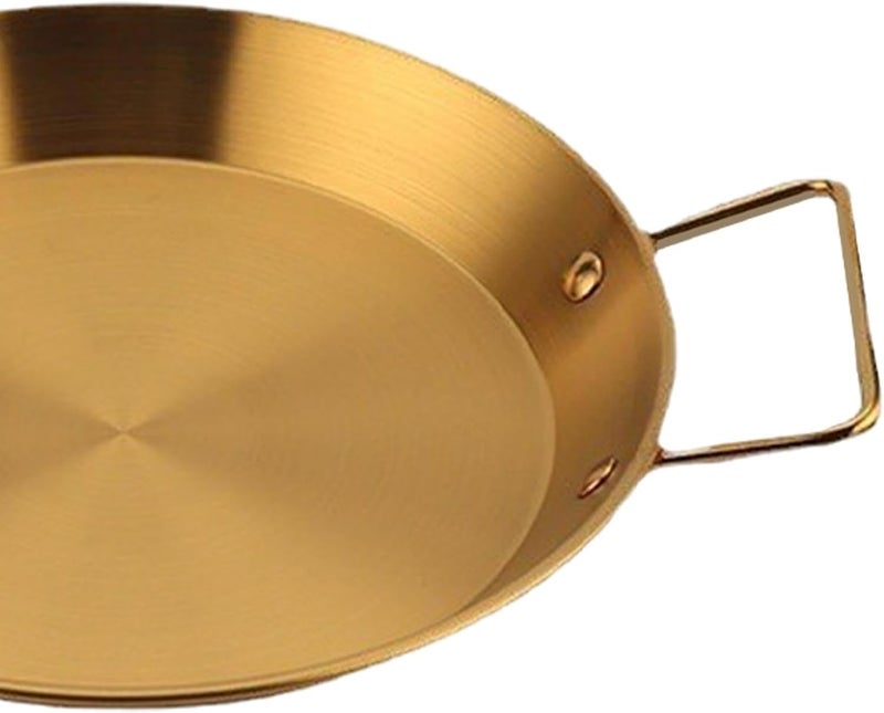 PIPULSE Stainless Steel Paella Pan Frying Pan with Red Handle Professional Paella Pan Fried Chicken Spaghetti Pan Wok Stir Fry Pan Cookware Gold for Home Hotel Restaurant Heating Appliances - Image 2