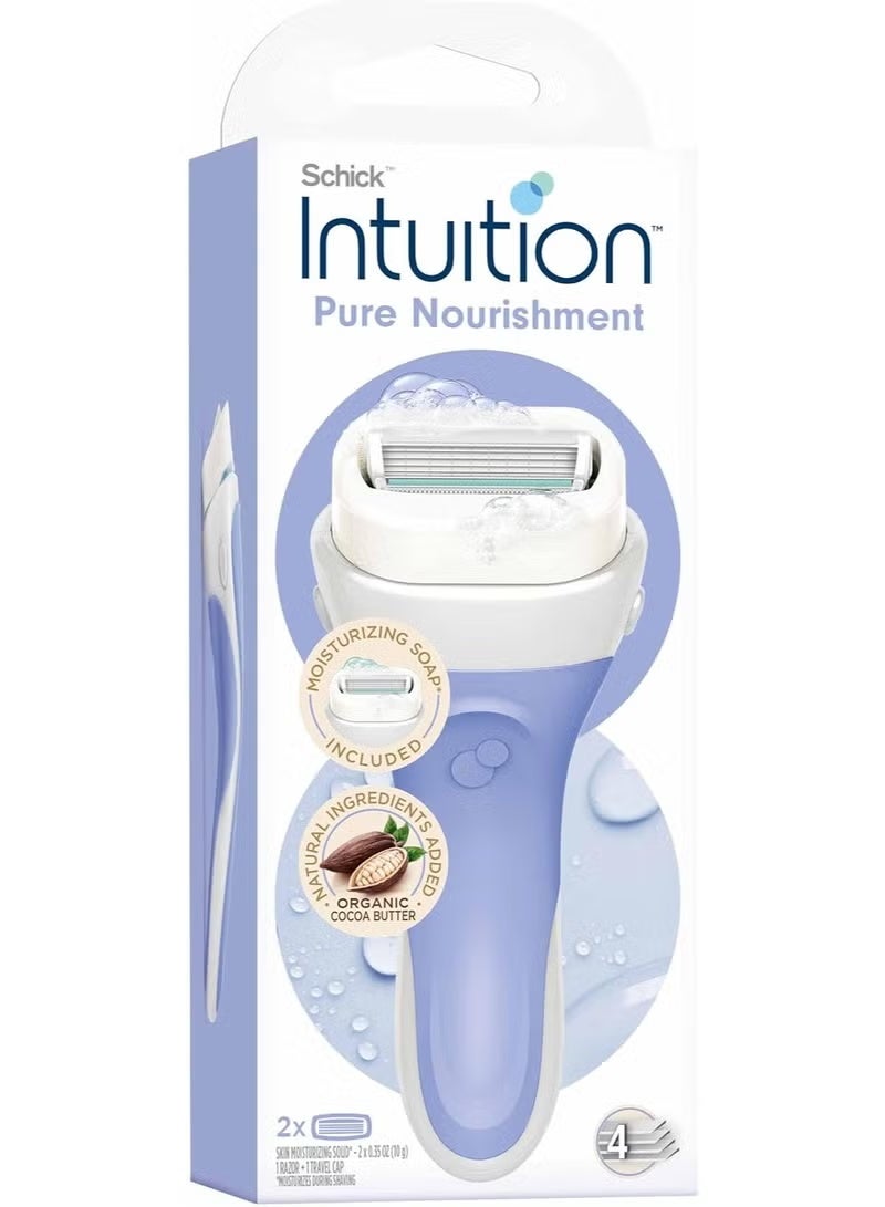 شيك عدة شفرات حلاقة شِك إنتويشن بيور نورشمنت – قطعتان، 4 شفرات، مع زبدة الكاكاو العضوية - Image 1