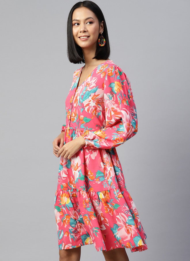 PlusS Floral A-Line Dress for Women - Image 3