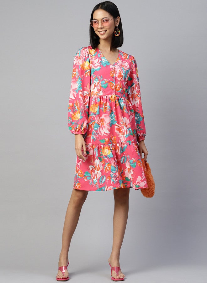 PlusS Floral A-Line Dress for Women - Image 5