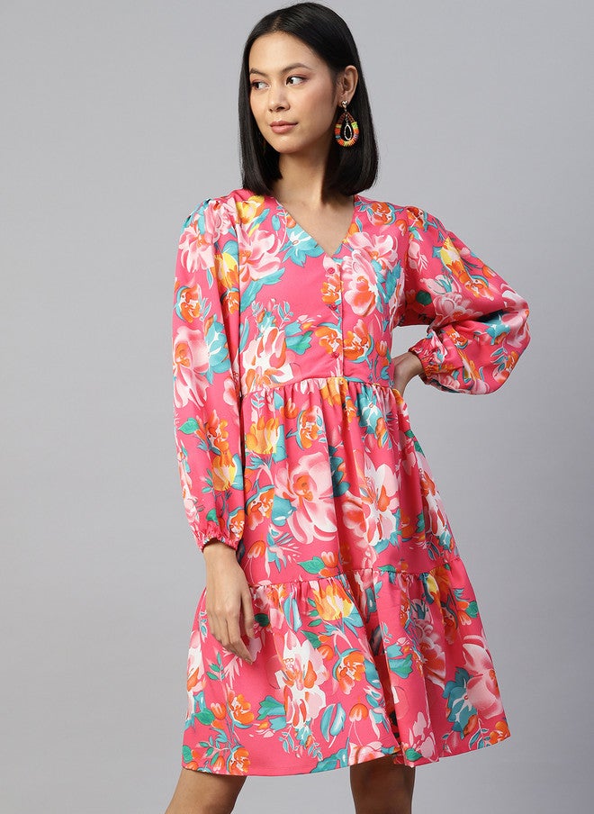 PlusS Floral A-Line Dress for Women - Image 1