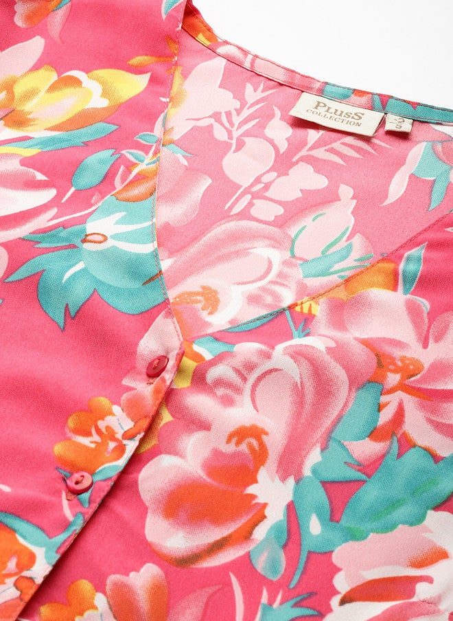 PlusS Floral A-Line Dress for Women - Image 2
