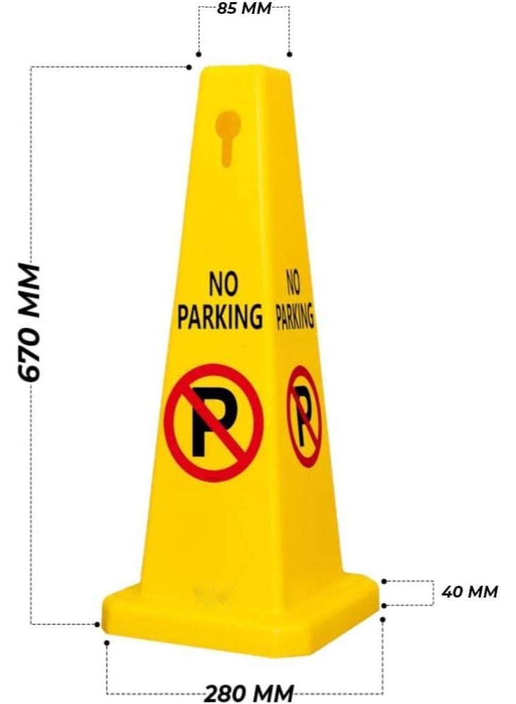 Vitacelli TRAFFIC CONE - NO PARKING SAFETY CONE - YELLOW -CAUTION NO PARKING YELLOW SIGN BOARD (67 x 28 cm) - Image 3