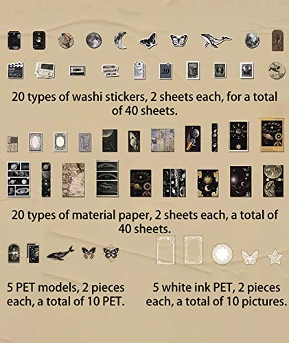 ZMLSED Vintage Ephemera Scrapbook Stickers,100 Pieces Star Universe Bundle Junk Journal Kit Supplies Material Paper Pack Decorative Aesthetic for Craft Art Bullet Junk Journal Planner Collage Album - Image 4