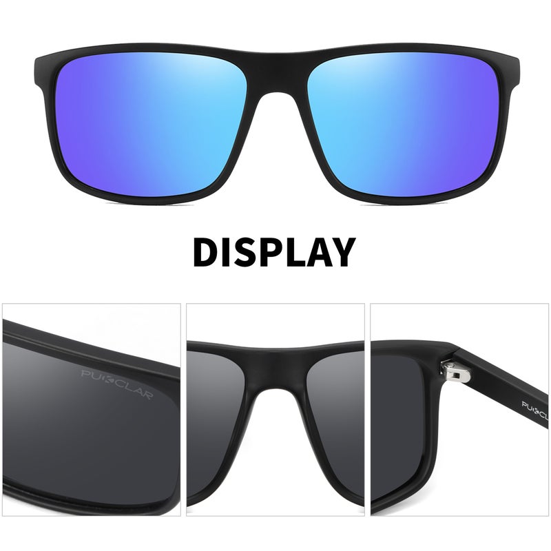 بوكيلار نظارات شمسية قطبية PUKCLAR للرجال والنساء - مستطيلة للسير في الجبال خفيفة الوزن مصنوعة من مادة TR90 إطار مقاوم لأشعة UV400 للاستخدام الرياضي والخارجي وغولف وركوب الدراجات والصيد - Image 4