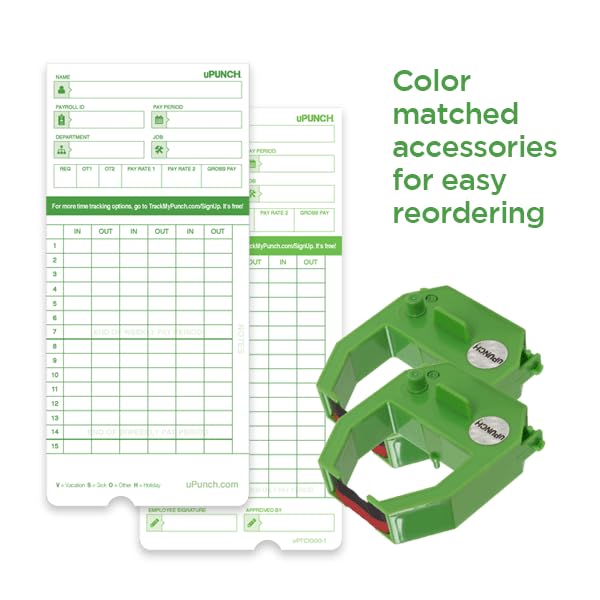 uPunch 2 Pack, uPunch Ink Ribbon for HN3000 Non-Calculating Time Clock - Image 5