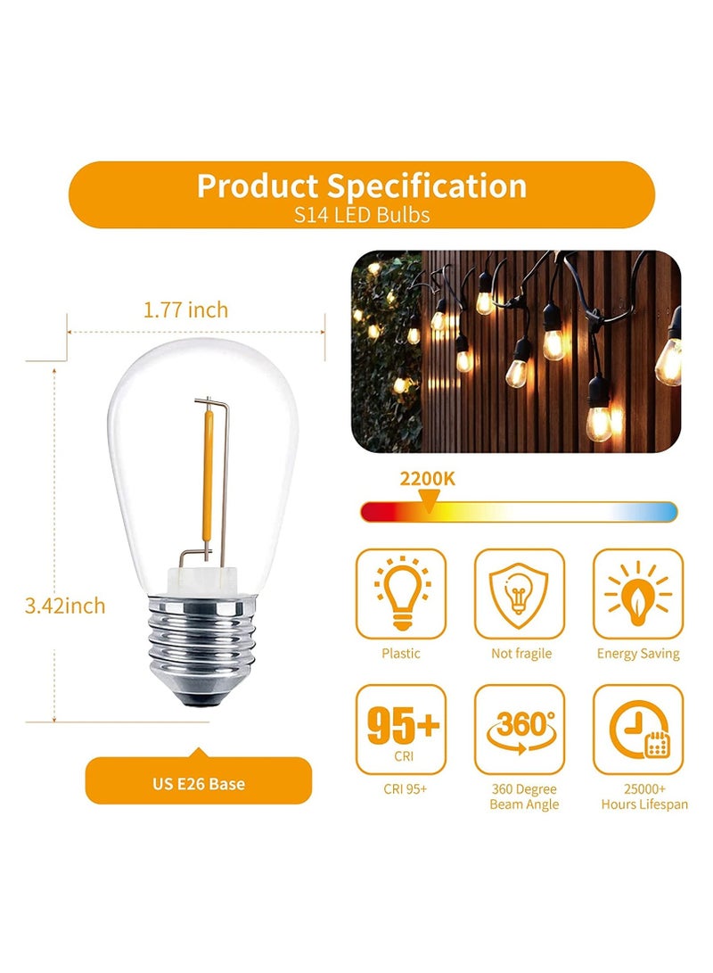 Generic Outdoor String Lights with 10 Edison Shatterproof LED Bulbs 5.2m  - IP65 Waterproof Patio Hanging Lights for Garden, Cafe, Romantic Dinner or Wedding Party - Warm White 2700K. - Image 5