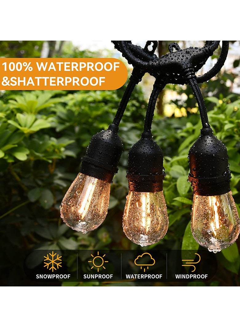 سلسلة أضواء خارجية 1W بطول 5.2 متر مزودة بـ 10 لمبات LED مقاومة للكسر من إيديسون - مصابيح معلقة مقاومة للماء IP65 للفناء للحديقة أو المقهى أو العشاء الرومانسي أو حفل الزفاف - أبيض دافئ 2700 كلفن - Image 4