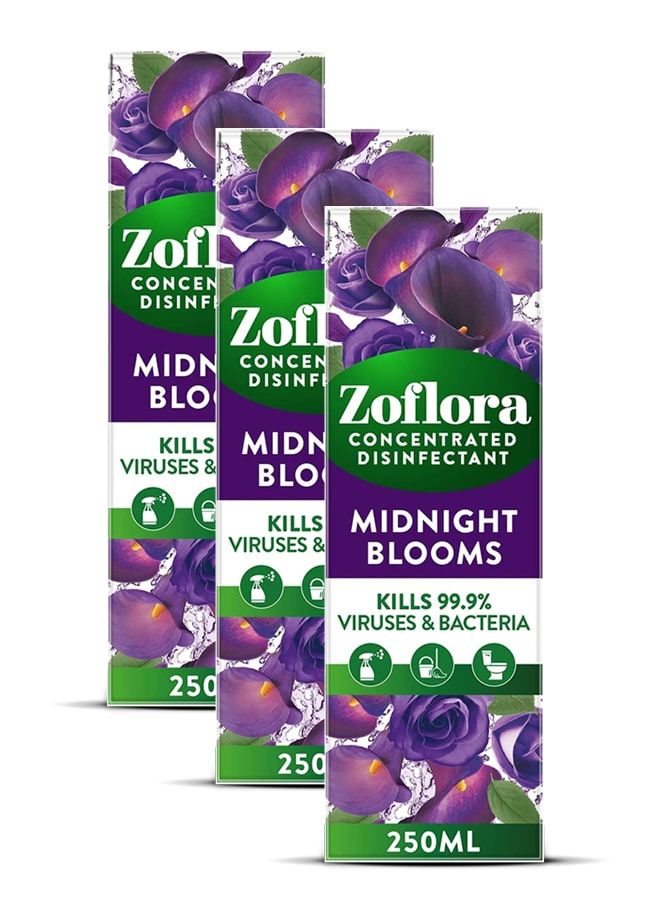 Zoflora Multi-Purpose Disinfectant Cleaner Concentrated Liquid - Midnight Blooms 3x250ml - Image 2