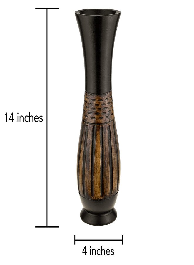 AeraVida Contemporary Decorative Brown and Black Mango Tree with Hand Carved Lines Wooden Vase | Elegant Handmade Home Décor Accent - Image 4