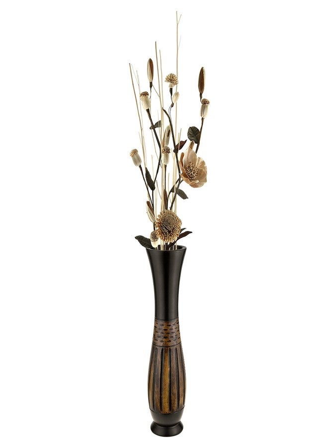 AeraVida Contemporary Decorative Brown and Black Mango Tree with Hand Carved Lines Wooden Vase | Elegant Handmade Home Décor Accent - Image 5