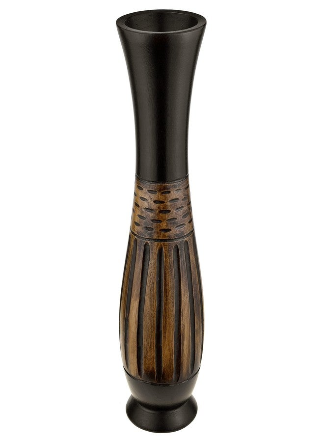 AeraVida Contemporary Decorative Brown and Black Mango Tree with Hand Carved Lines Wooden Vase | Elegant Handmade Home Décor Accent - Image 3