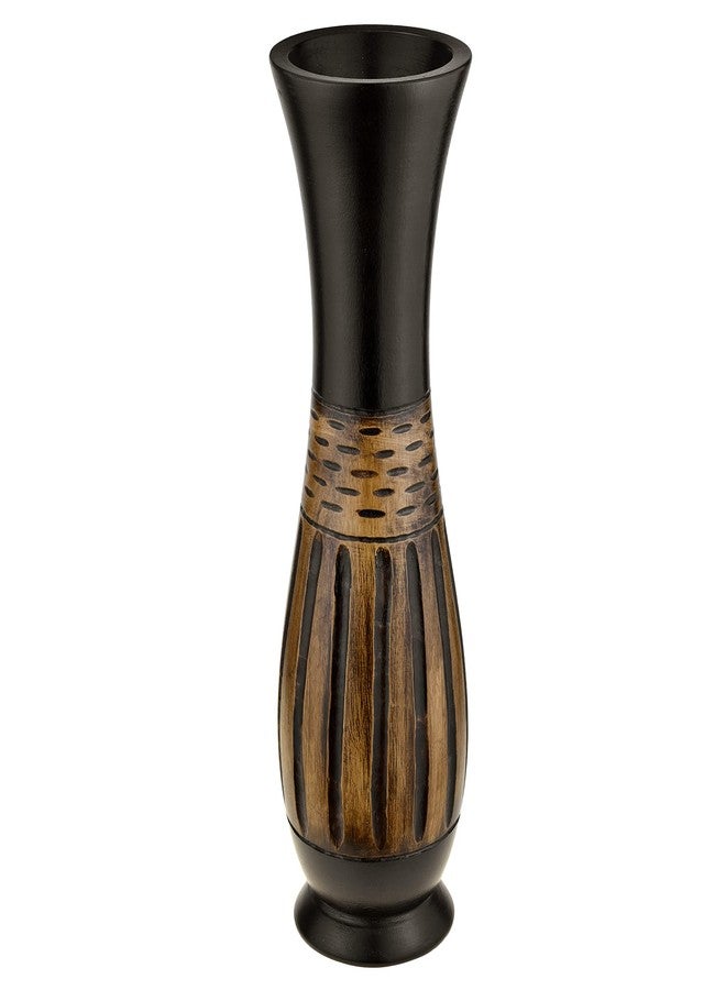AeraVida Contemporary Decorative Brown and Black Mango Tree with Hand Carved Lines Wooden Vase | Elegant Handmade Home Décor Accent - Image 1