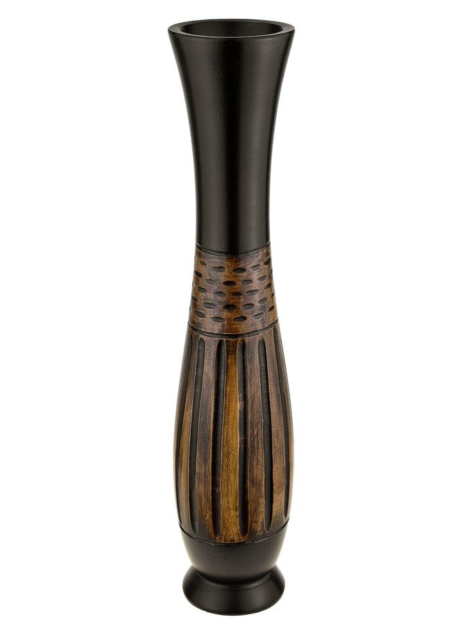 AeraVida Contemporary Decorative Brown and Black Mango Tree with Hand Carved Lines Wooden Vase | Elegant Handmade Home Décor Accent - Image 2