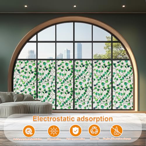 SOMWISE Frosted Glass Window Film, Heat Insulation, UV Block, Anti-Glare, One Way Privacy Tint, Static Cling for Home Bathroom Door, Renter Friendly, Day & Night Privacy - Image 5