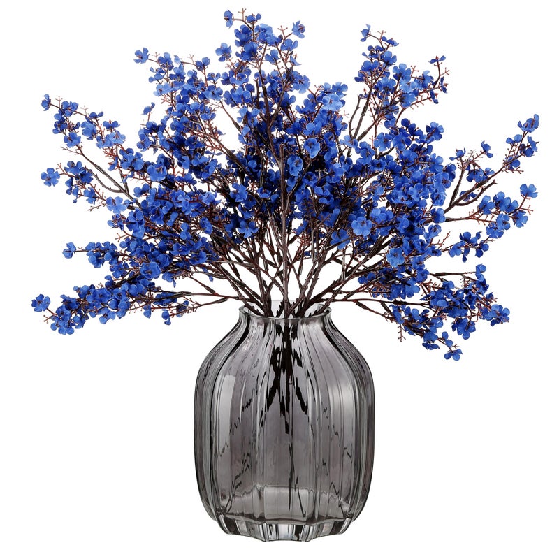 JAKY Global JAKY-Global Real Babys Breath Artificial Flowers Dark Blue 6 Bundle Vase Filler European Fake Silk Plants Decor Dresser Wedding Party Decoration Bouquets DIY Home Garden - Image 1
