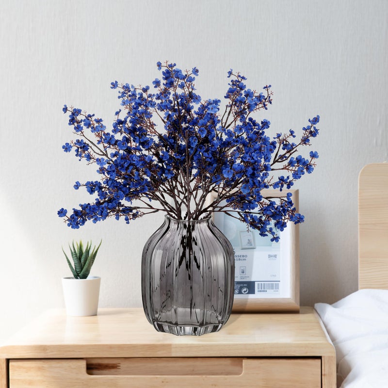 JAKY Global JAKY-Global Real Babys Breath Artificial Flowers Dark Blue 6 Bundle Vase Filler European Fake Silk Plants Decor Dresser Wedding Party Decoration Bouquets DIY Home Garden - Image 4
