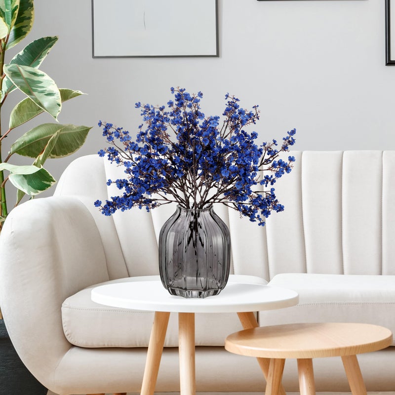 JAKY Global JAKY-Global Real Babys Breath Artificial Flowers Dark Blue 6 Bundle Vase Filler European Fake Silk Plants Decor Dresser Wedding Party Decoration Bouquets DIY Home Garden - Image 5
